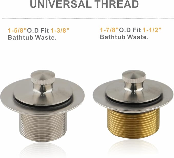 Bathtub Tub Drain Conversion Kit Assembly, Wellup Lift and Turn Twist Tub Drain Trim Kit with Two-Hole Overflow Faceplate, Brushed Nickel