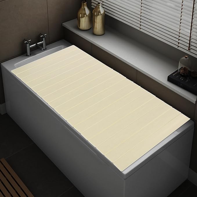 Foldable Bathtub Tray - 70.8" x 31.5" Folding Bathtub Cover - Dustproof PVC Shutter Bath Lid Insulation Panel for Bath Tub Home Bathtubs SPA, 11lbs Capacity, Yellow