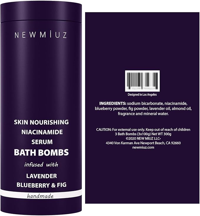 Lavender Bath Bombs Skin Nourishing Moisturize Niacinamide Serum Lavender Blueberry Fig Luxury Fizzing Spa Bubble Bath Gift Set for Sensitive Skin Stress Relief Relaxation Gift Birthday Christmas