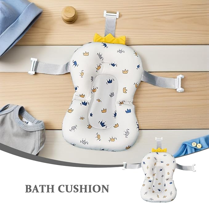 Toyvian Baby Bath Cushion Non-Slip Floating Mat Toddler Bathtub Seat Support for Sink and Tub 19.7X11.8 Inch for Safe Bathing at Home and Travel