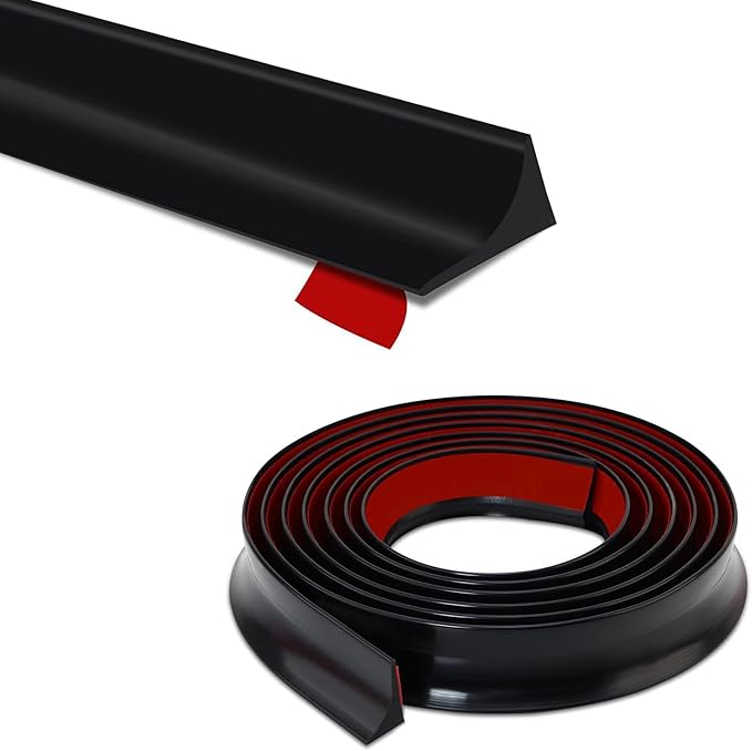 Shower Threshold Water Dam,Walk in Shower Water Guard, Shower Dam Water Barrier Bathroom Sink Splash for Dry And Wet Separation Caulk Seal Strip Edge Trim (98Inch, Black)