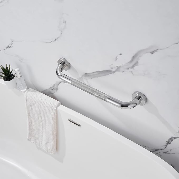Shower Grab Bar, 2 Pack 16 Inch Bathroom Grab Bar, 304 Stainless Steel 1.25" Diameter Anti-Slip Handicap Grab Bar Support Shower Rail Senior Handrail Shower Safety Bar Handle