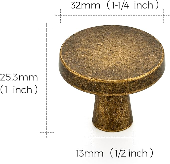Ravinte 15 Pack Drawer Pulls 1-1/4 Inch Kitchen Cabinet Knobs Solid Round Dresser Drawer Knobs Antique Brass Dresser Knobs Drawer Knobs Simple Cabinet Hardware for Cupboard Drawer Pulls
