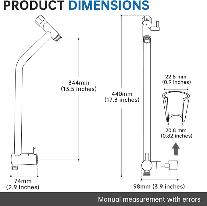 G-Promise All Metal Shower Diverter with Low Holder, Extended 13.5 Inch, 3-Way Diverter Valve with Pause Mode for Handheld and Fixed Shower Heads ∣ 4-Setting Replacement Part (Matte Black)