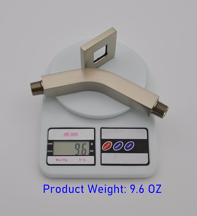 Aquaiaw Square Shower Arm and Anti-Scratch O-Ring Flange, 6 inch, Solid Brass, Both Soldered 1/2 NPT Tapered Threads, Shower Head Arm, Wall Mount Shower Extension Arm (PVD Brushed Nickel)