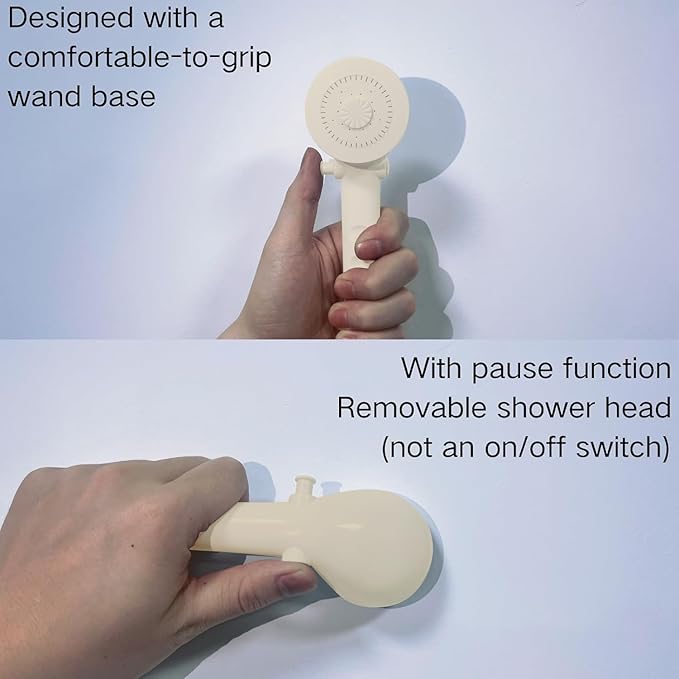 RV Shower Replacement Shower Head with Hose & Guide Ring & Shower Holder Non-Metallic Hand-Held Shower Set White/Black (Parchment Showers)