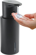 Automatic Liquid Soap Dispenser Touchless, 304 Stainless Steel Bottle Body &16.2oz/480ml Rechargeable, 3 Adjustable Liquid Levels, IPX7 Waterproof, for Kitchen Bathroom, Black