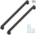 Ravinte Hardware 15 Pack Matte Black Cabinet Pulls, 10 Inch (256mm) Hole Center Zinc Alloy Drawer Handles for Kitchen Cabinets, Cupboards, Dressers, Square Solid Metal Hardware