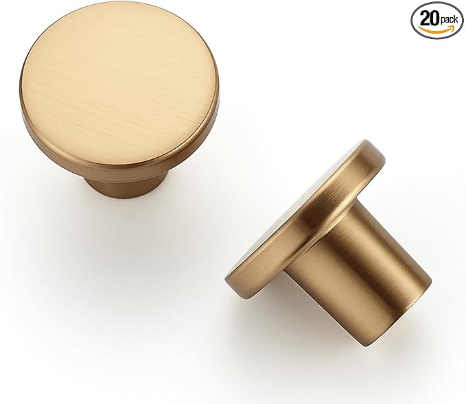 Ravinte 20 Pack Cabinet Knobs Champagne Bronze Kitchen Cabinet Knobs Round Dresser Drawer Knobs Drawer Pulls Closet Door Knobs 1-1/5 Inch