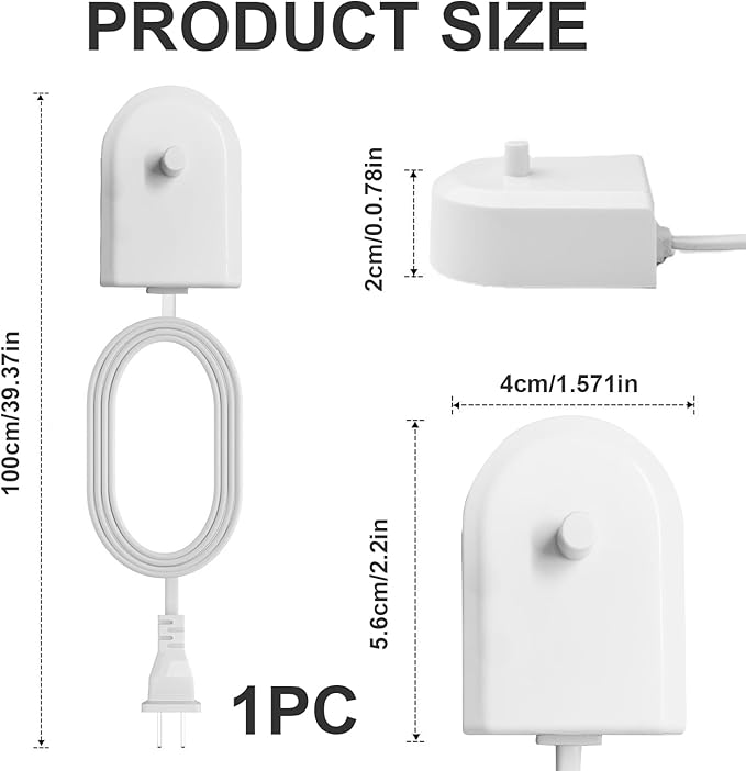 Charger Base Replacement for Philips Sonicare Electric Toothbrush 4100 5100 6100 6500 7500, HX6100 HX6240 HX6240-05 HX6250 HX6530 HX6610 HX6730 HX684a HX686p, Waterproof Power Cord