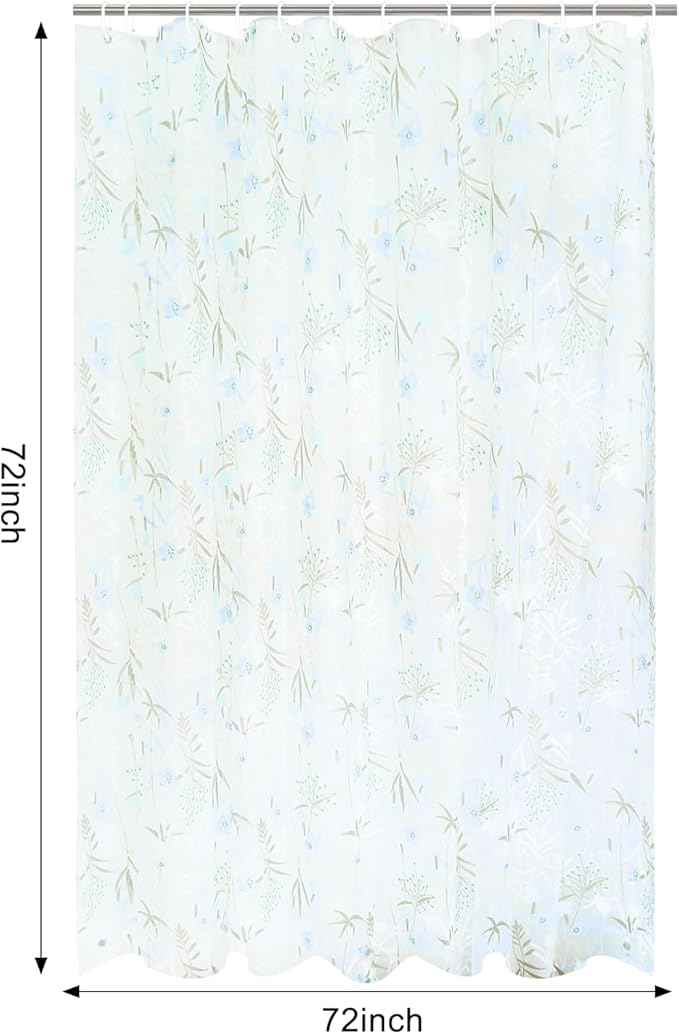 PEVA Shower Curtain, 72 x 72 Water Repellent Premium Bathroom Shower Curtain with 3 Magnetic Weights for Shower Stall, Bathtubs (Flower-1)