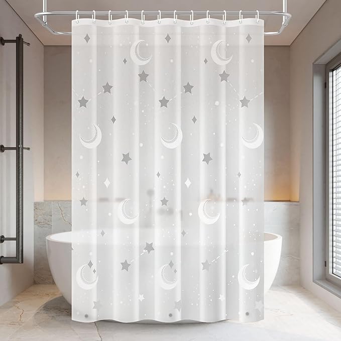 PEVA Shower Curtain, 72 x 72 Water Repellent Premium Bathroom Shower Curtain with 3 Magnetic Weights for Shower Stall, Bathtubs (Galaxy)