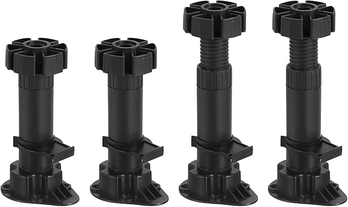 120x46mm(LxW) Adjustable Leveling Feet - 4Pack- Good for Furniture - Leveler Support Frame Replacement Legs - Black