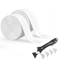 White Caulk Tape Waterproof Self Adhesive, Caulking Tape, Sealer Strip for Bathroom, Toilet Base, Shower, Bathtub, Sink, Countertop Edge Protector, Easy to Use with Silicone Caulking Tool