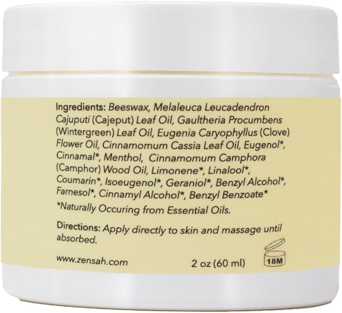 Zensah Recovery Muscle Balm - Relief Cream for Athletes, Rub for Tendonitis, Ankle Sprain, Lower Back, Knee, Shoulder, Neck, Foot, Shin Splints and Cramps