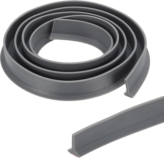PATIKIL 118 Inch Collapsible Shower Threshold Water Dam Guard, Shower Stopper Barrier Self Adhesive Sink Splash Guards for Frameless Shower Door Bottom, Gray (1.2"Wx0.6"T)