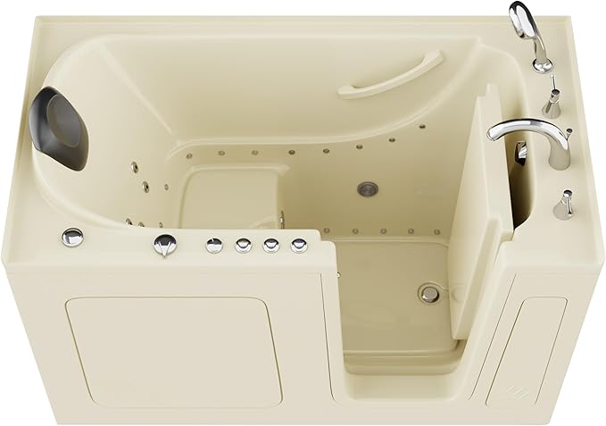 ANZZI Tubs Series Right Drain Quick Fill Walk-In Whirlpool and Air Tub with Powered Fast Drain in Biscuit Finish 32 in. x 60 in. | AMZ3260RBD