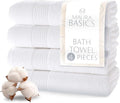 MAURA Basics Performance Bath Towels 100% Turkish Cotton with Hook Loops. Extra Large Luxury Absorbent Plush Towel Sets for Bathroom, Daily Use American Standard Size 27”x54”, White