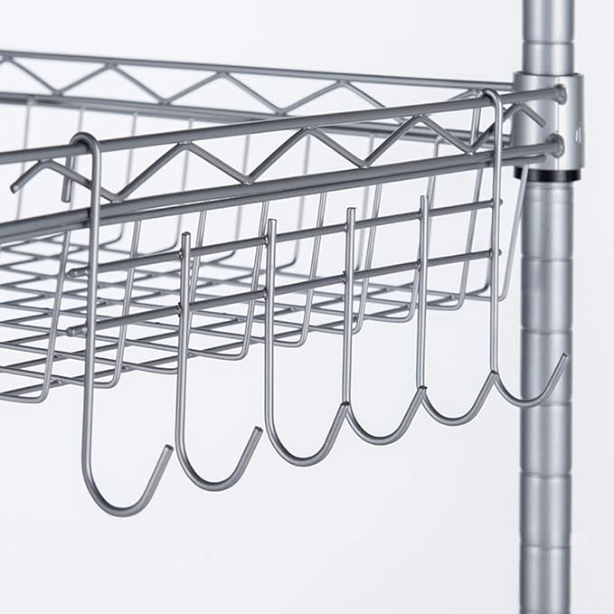 6 Tier Storage Racks Shelving, Heavy Steel Pantry Shelves, Adjustable Wire Shelving Rack, Suitable for Garage, Kitchens, Offices, 13.4" W x 13.4" D x 63" H, Silver