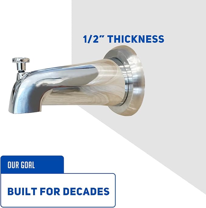 1/2" Thick Spacer for Tub Spout, Flange Trim Ring for Bath Faucet, Eschutcheon Cover Plate for Spigot with Split PVC Blocking Water, Shower Pipe Remodeling Sealer (304SUS-Brushed Nickel)