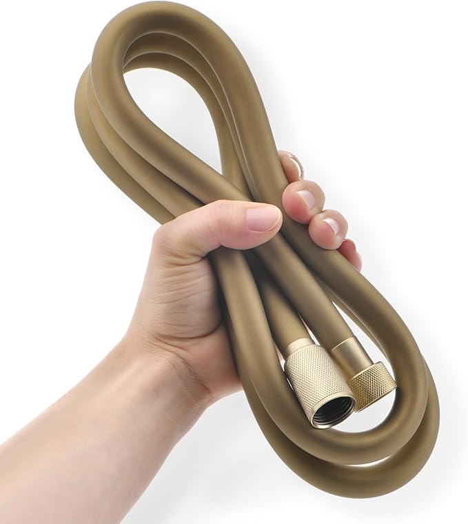 Silicone Shower Hose Extra Long,Explosion Proof Anti Winding Showerhead Hose,Used In Showerheads Spray Bidet Bathing Toilet Cleaning Flexible RV Shower Hoses Replacement (Gold, 59 In)