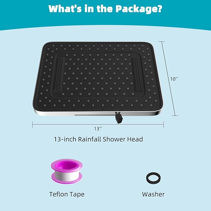 Hibbent 5 Spray Modes Shower Head, 13'' High Pressure Rain Shower Head, Large Rainfall Showerhead for Bathroom, High Flow Waterfall Fixed Showerheads with Adjustable Swivel Ball Joint, Chrome