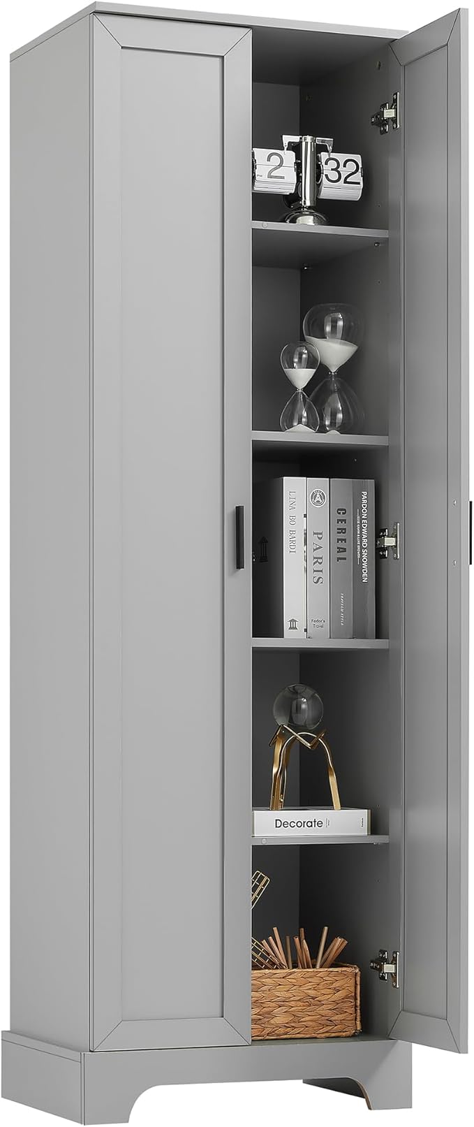 Favfurish 70" Tall Bathroom Storage Cabinet with Doors,Modern Linen Cabinets w/Adjustable Shelves & Anti-Tipping Device,Easy Assembly,Freestanding Organizer for Dining Room,Kitchen,Office,Grey