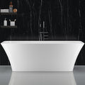 59" Free Standing Tub, Acrylic Freestanding Bathtub, Modern Soaking Tub with Integrated Overflow and Drain, White Bathroom Fixture, Stand Alone Bathtub, CUPC Certified, Burnish White