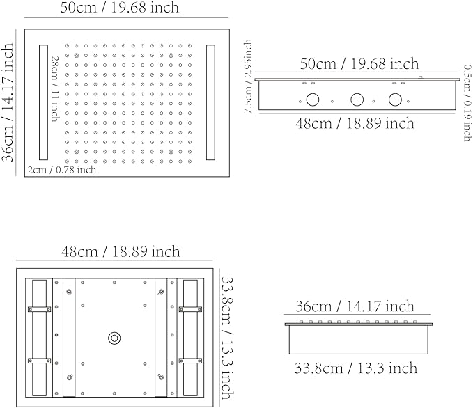 Digital Display Shower Faucet Set Matte Black Shower System with 14X20 inch Ceiling Mounted Shower Head and 8 inch Wall Mounted Shower Head Combo, Handheld Shower