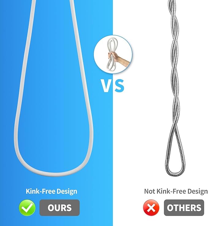 98" PVC Shower Hose Replacement Handheld Kink Free Stainless Steel Shower Head Wand Hose Extension Extra Long with Brass Insert and Nut, Durable & Flexible for Pet Bathing Cleaning