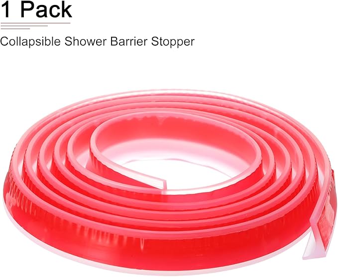 79"x0.8"x0.5" (LxWxH) Collapsible Shower Barrier Stopper - 1 Pack - Good for Bathroom Kitchen - L Shape Water Splash Guard Blocker - Clear