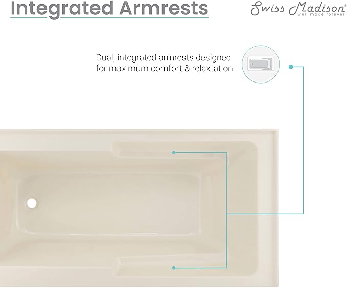 Voltaire 60" X 30" Left-Hand Drain Alcove Bathtub with Apron in Bisque