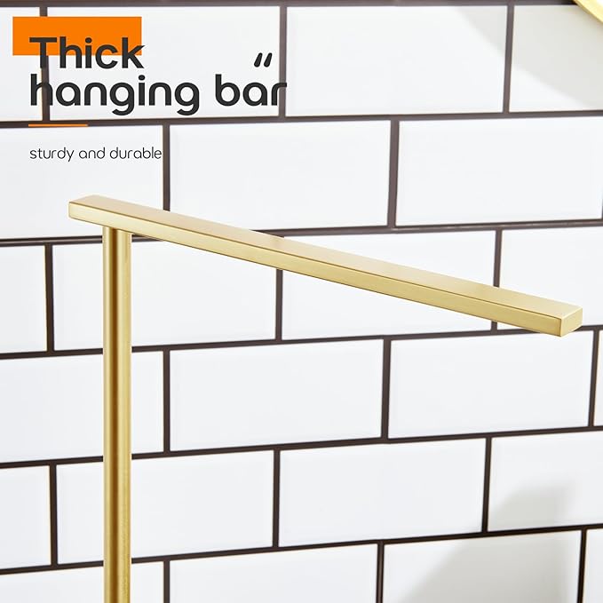 Hand Towel Bar for Bathroom Vanity Countertop 1-Tier Towel Holder Free Stand with Heavy Marble Base Thicken Steady, Gold Stainless Steel AN7002GD