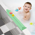 Splash Guard for Bathtub, 3.8" x 3.6" Silicone Bath Tub Splash Guard with 6 Suction Cups, Bathtub SplashGuard Play Shelf Area for Kids with 3°Drainage Slope for Faster Drying - Green