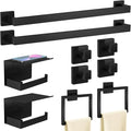 10-Piece Matte Black Bathroom Hardware Accessories Set, 24 inch Towel Bar, Stainless Steel Towel Racks for Bathroom, Bath Towel Bar Set Wall Mounted