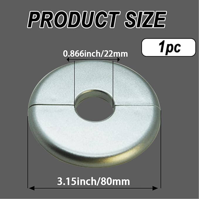 1 Piece ABS Wall Split Flange Round Self-Adhesive Escutcheon Plate Cover Plumbing Pipe Cover for Water Pipe Faucet Decoration 0.87"/22mm, Silver