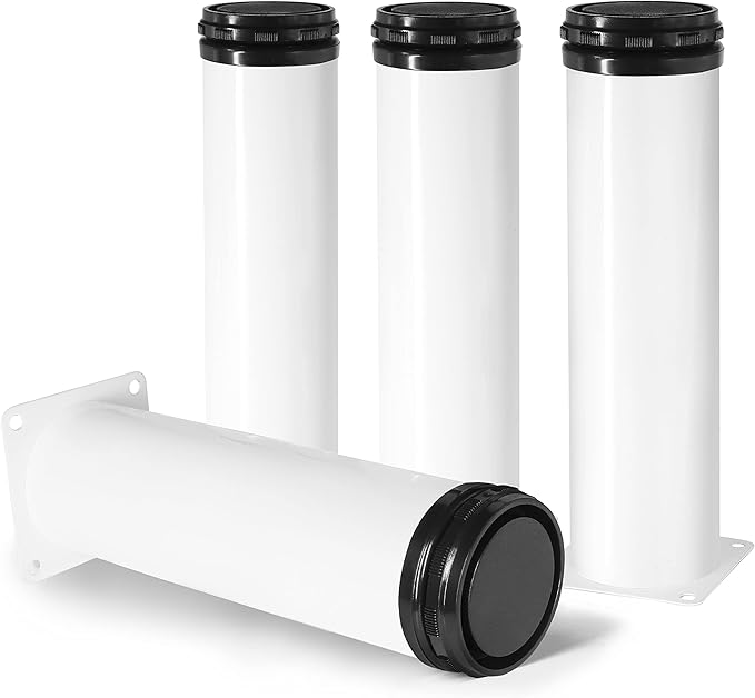 8 Inch Metal Furniture Legs Stainless Steel Adjustable Legs White Metal Legs Round Cabinet Legs for Coffee Table Cabinet Desk Sofa Shelves, Pack of 4