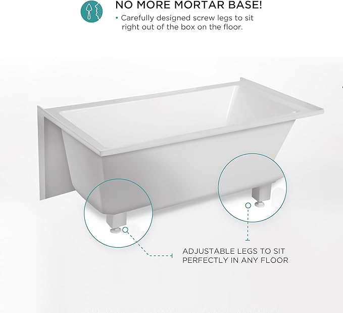 Fine Fixtures Acrylic, Fiberglass Alcove Soaking Bathtub with Integral Apron Front - Drain Included (60" x 36", Left Hand, White)
