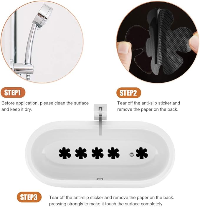 Bathtub Stickers Non-Slip, 24PCS Safety Shower Treads Adhesive Appliques with Premium Scrape (Black)