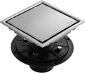 Hidden Brushed Square Shower Floor Drain, Silver 6 inch, 304 Stainless Steel, with Flange, Detachable Cover Embedded with Ceramic Tiles