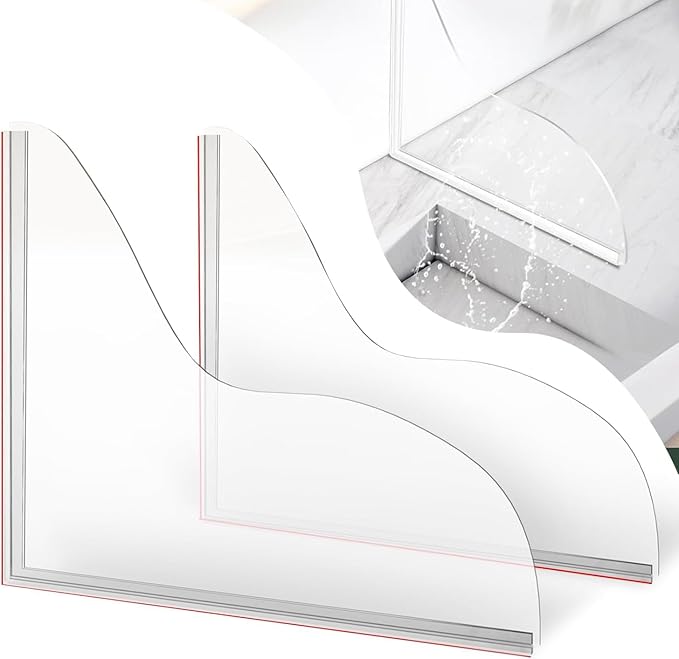 Shower Splash Guard for Bath with Clear Panel Design to Keep Water in Shower and Support Tub Splash Guard Function for A Dry Bathroom Floor