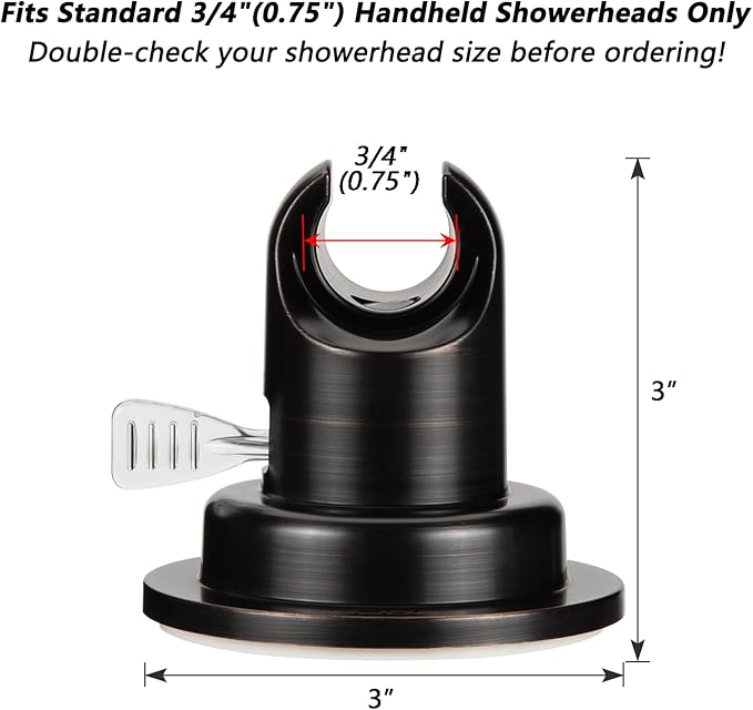 BOPai Suction Cup Shower Head Holder for Handheld Shower – No Drill, for Smooth Surfaces Only, Vertical Mount Only, Oil Rubbed Bronze
