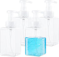 Foaming Soap Dispenser 15oz/450ml Clear Empty Foam Soap Dispensers, Square Refillable Plastic Foaming Hand Soap Dispenser Soap Pump for Liquid Soap, Shampoo, Body Wash(4 Pack)