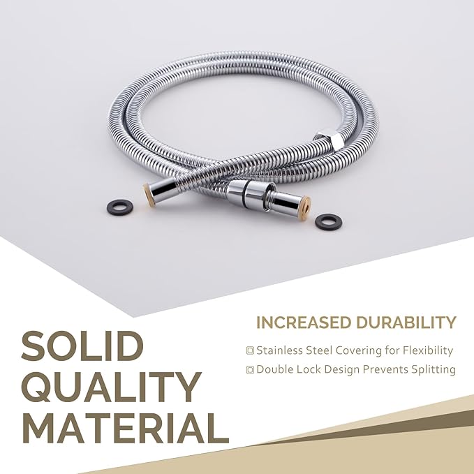 Angle Simple Flexible Shower Hose 59", Stainless Steel Handheld Shower Head Hose Replacement 1/2" IPS, Chrome