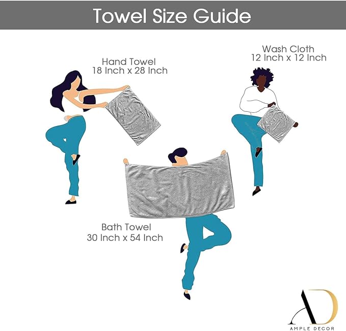 Ample Decor 100% Cotton Luxury 6 Piece Towels Set, 2 Bath Towels, 2 Hand Towels, 2 Wash Cloths for Bathroom - Orange Towel Sets