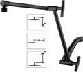 Matte Black Shower Head Extension - 13'' Adjustable Arm for Rain & Handheld, Locking Nuts, Universal Connector