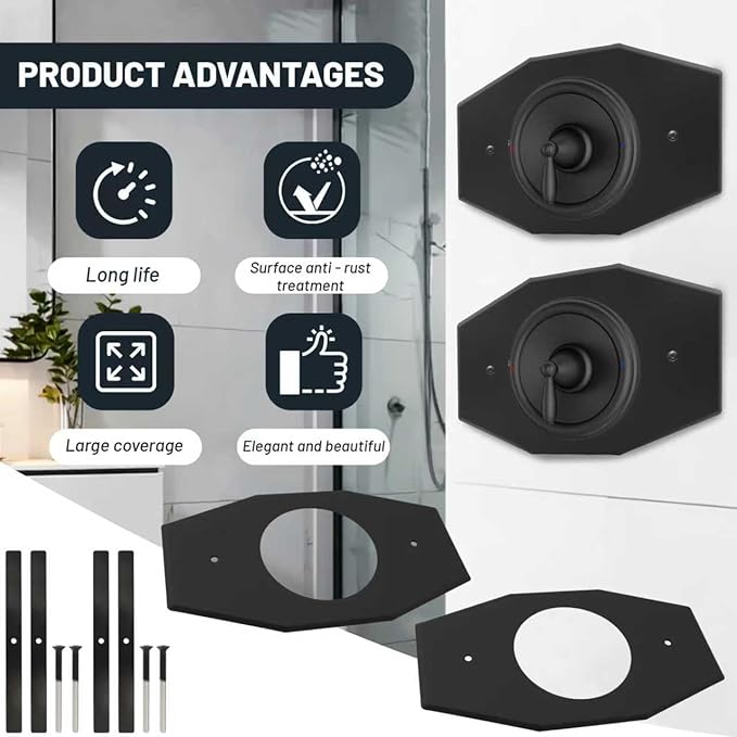 2 Pack One-Hole-Remodel-Cover-Plate Compatible with Moen and Delta Bathtub and Shower Valves, Renovation Shower Cover Plate Replace 2 Handle or 3 Handle Shower