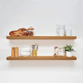 Homeforia 42 inch Golden Oak Floating Shelf, High End Solid Real Wood 42inch Small Floating Shelves for Wall Mounted, Oak Wooden 42in Floating Shelves, Heavy Duty Bracket, 42 X 6.5 X 1.75 in, Set of 2