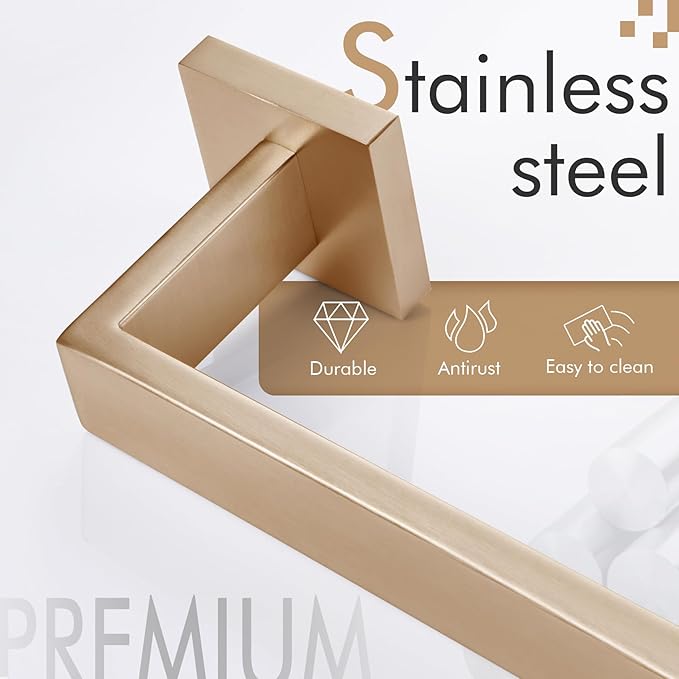 KOKOSIRI 24-Inch Towel Rack for Bathroom Kitchen Towel Bars Wall Mount SUS304 Stainless Steel Towels Holder, Champagne Bronze B4003CPG-L24