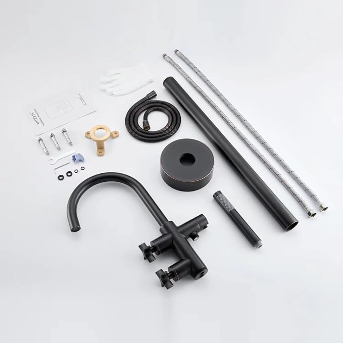 Freestanding Bathtub Faucet Tub Filler Oil Rubbed Bronze Floor Mount Brass Bathtub Faucets with Hand Shower